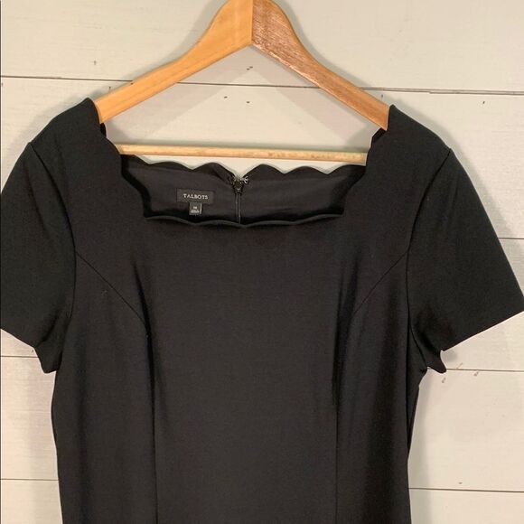Talbots Women's Black Dress fitted scalloped edges NWT size 14 - Picture 3 of 12